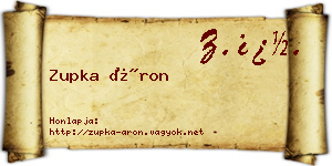 Zupka Áron névjegykártya